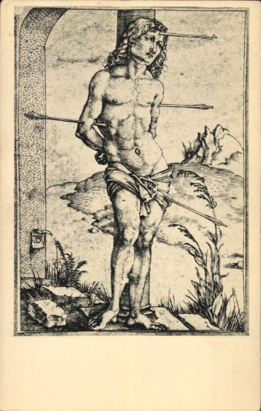 Artist Postcard Dürer, A., Saint Sebastian bound to the column