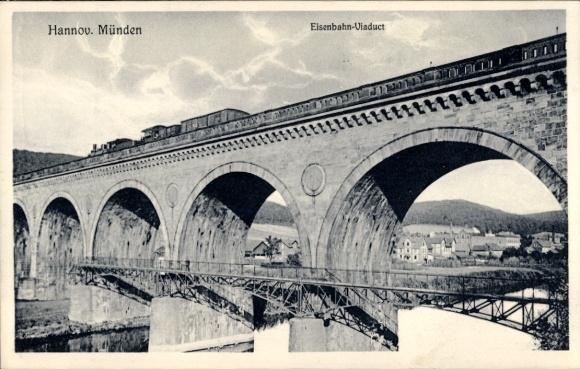 Postcard Hann. Münden in Lower Saxony, railway viaduct