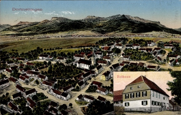 Ak Dormettingen in Württemberg, Gesamtansicht, Rathaus