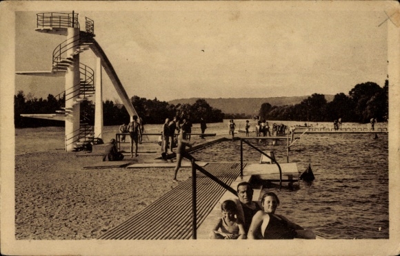 Postcard Villennes-Medan sur Seine Yvelines, Plage, Toboggan