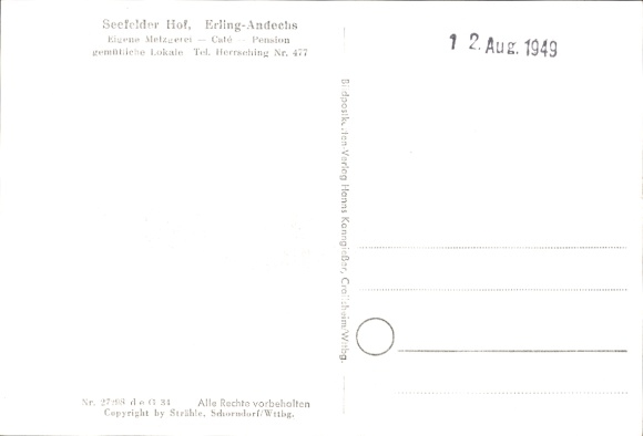 Ak Erling Andechs in Oberbayern, Fliegeraufnahme, Seefelder Hof