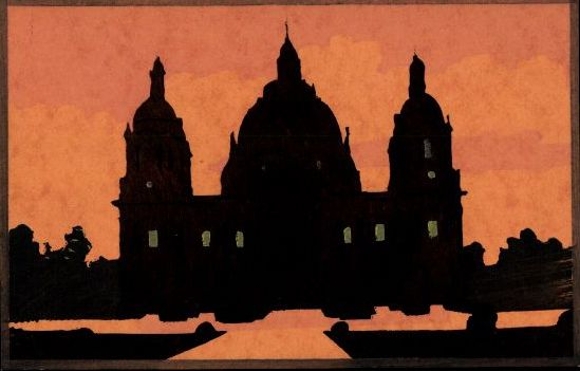 Set of 6 hand-painted PCs of Berlin Mitte / Tiergarten, Reichstag, Brandenburg Gate