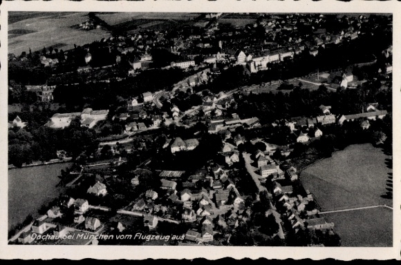 Postcard Dachau in Upper Bavaria, aerial photograph