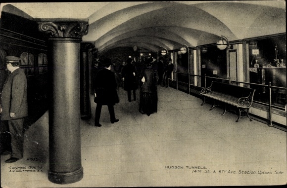 Postcard Hudson New York USA, Hudson Tunnels, U-Bahnhof