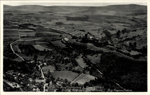 Postcard Thallichtenberg in the Palatinate, Lichtenberg Castle, aerial photograph