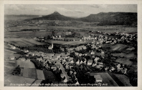 Ak Steinhofen Bisingen im Zollernalbkreis, Burg Hohenzollern, Fliegeraufnahme