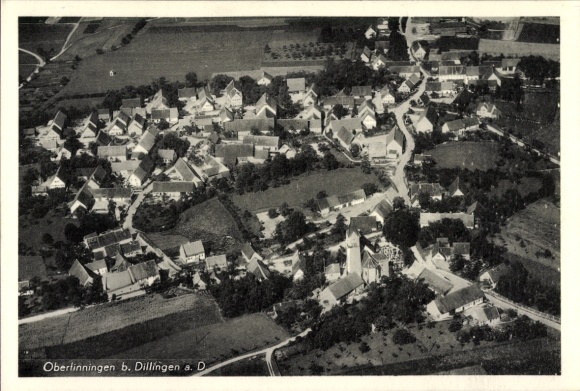 Ak Oberlinningen Dillingen an der Donau, Fliegeraufnahme