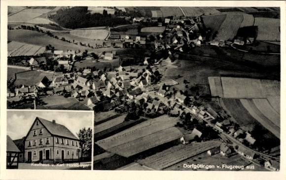 KP Dorfgütingen Feuchtwangen w Środkowej Frankonii, zdjęcie lotnicze, dom towarowy Karl Hornberger