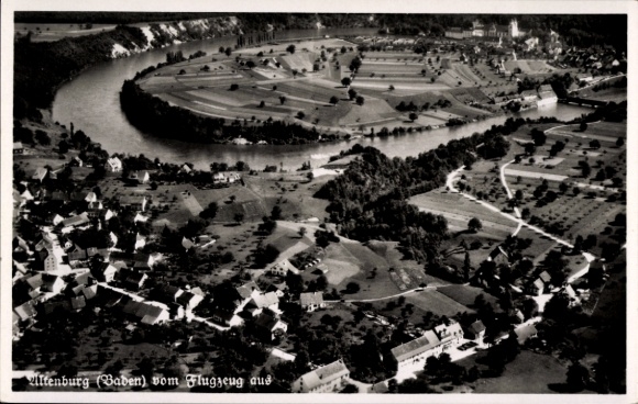 Postcard Altenburg Jestetten am Hochrhein Baden, aerial photograph