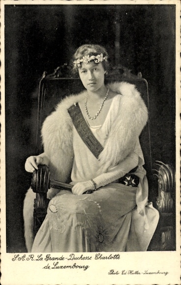 PC Grand Duchess Charlotte of Luxembourg, seated portrait