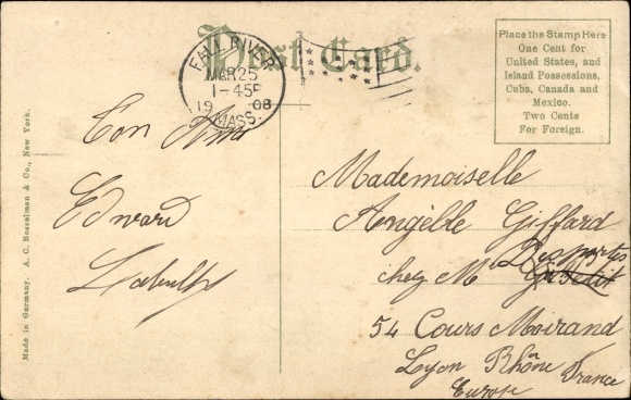 Postcard Fall River Massachusetts, The Pilgrim, Fall River Steamer