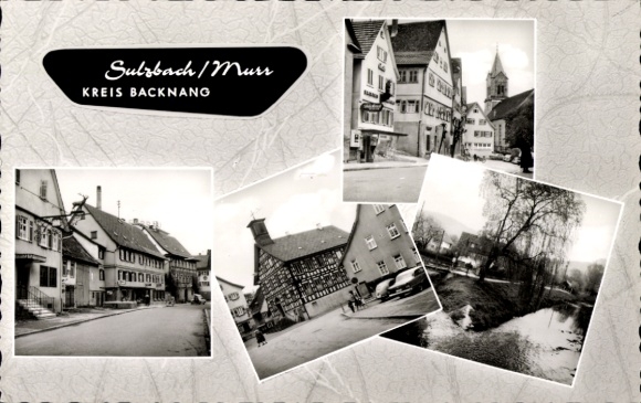 Postcard Sulzbach an der Murr, street section, church, half-timbered house