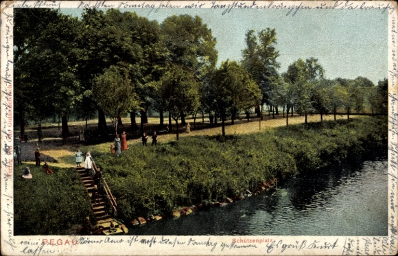 Postcard Pegau in Saxony, Schützenplatz