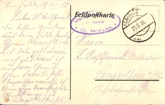 KP Honor Roll, 186 pułk piechoty, generał kwatermistrz Ludendorff