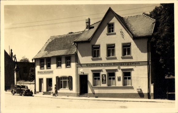 Ak Rastenberg in Thüringen, Gasthaus zum Bürgergarten,  Architektur, schwarz-weiß Aufnahme