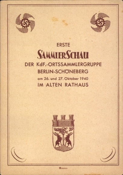 Postal stationery Postcard Berlin Schöneberg, I. Collector's exhibition of the KdF local collection group 1940
