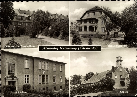 PC Rothenburg Oberlausitz, Martinshof, Bodelschwingh house, Oberlinhaus, chapel, brothers&#39; house