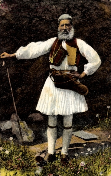 Postcard Greek Shepherd in Traditional Costume, portrait