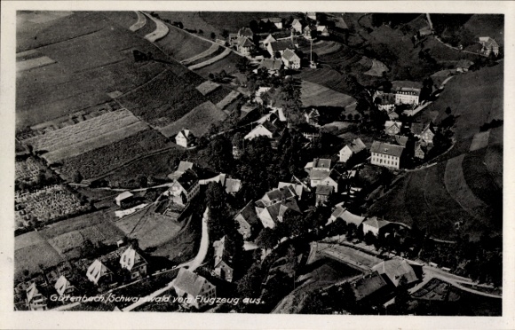 Postcard Gütenbach in the Black Forest, aerial photograph