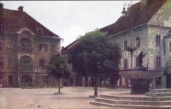 Postcard Sankt Veit an der Glan Carinthia, square with fountain