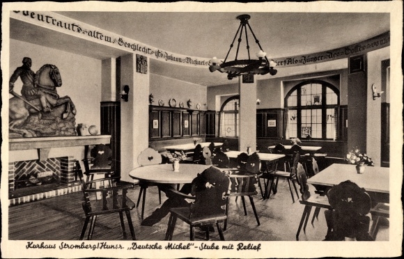 Postcard Stromberg im Hunsrück, Kurhaus, German Michel Stube with relief, interior view