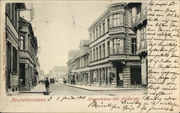 Postcard Neuhaldensleben Haldensleben Börde, Hagenstraße, Market Square