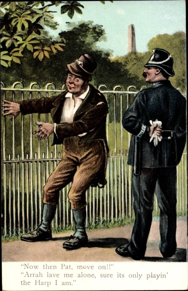 Artist PC Ireland, Now then Pat, move on, drunk man, policeman
