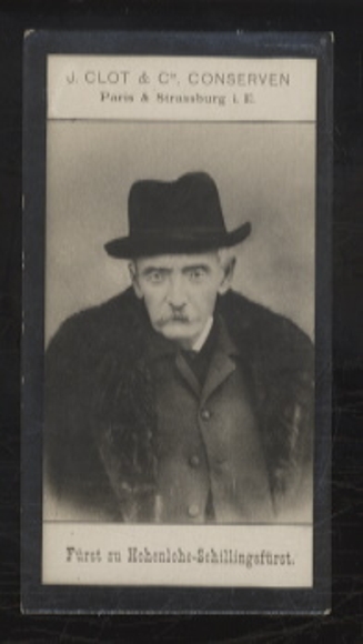Sammelbild J. Clot & Cie. Konserven, Foto Adel Fürst zu Hohenlohe-Schillingsfürst