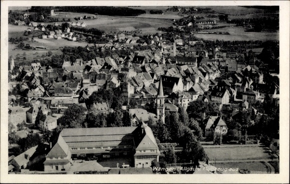 Postcard Wangen im Allgäu, aerial photograph