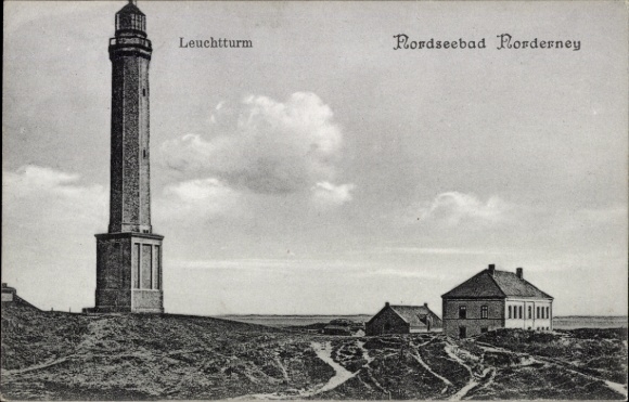 Ak Noordzeetoevlucht Norderney Oost-Friesland, vuurtoren
