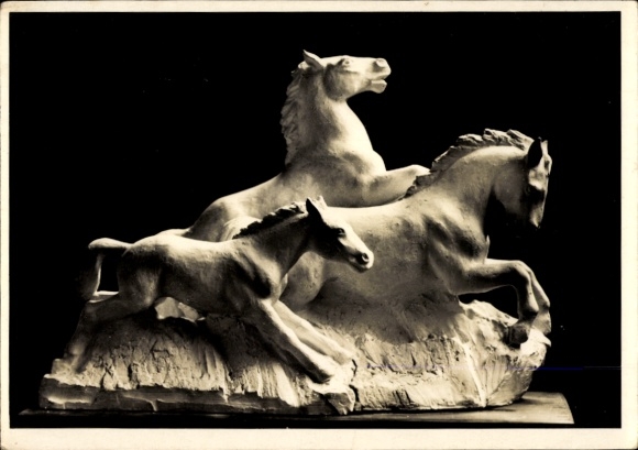 Postcard sculpture by Prof. Hans Haffenrichter, Three Horses
