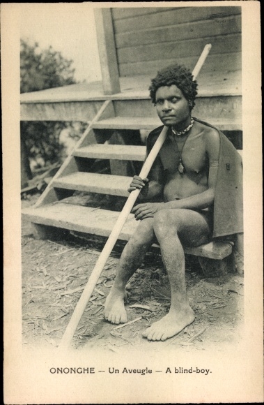 Postcard Ononghe, A Blind Boy, A Blind Boy