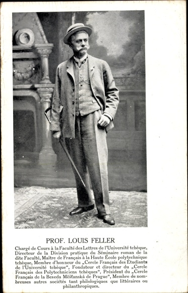 Postcard Professor Louis Feller, Lecturer at the Faculty of Letters of the Czech University