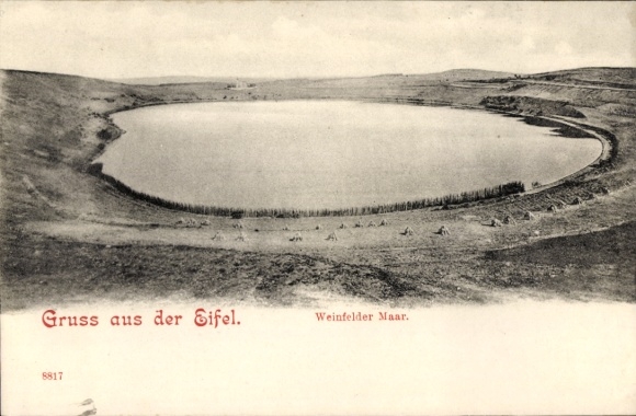 Postcard Schalkenmehren in the Eifel, Weinfelder Maar