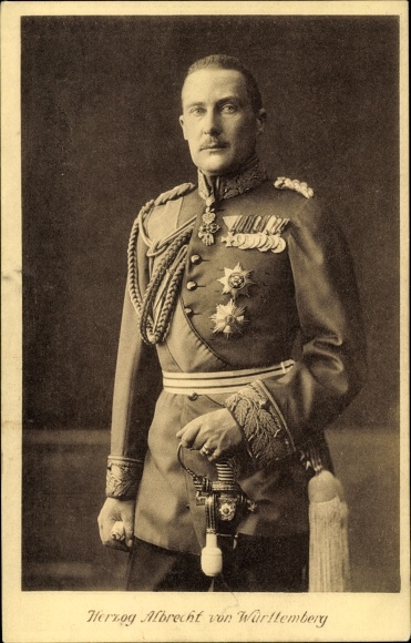 Postcard Duke Albrecht of Württemberg, portrait in uniform