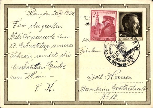 Postal stationery Postcard Führer and Reich Chancellor Adolf Hitler, well-wishers, BDM