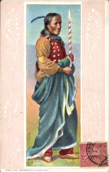 Ak Indianer mit Speer, Buffalo Bill's Wild West Show
