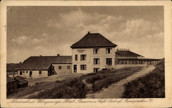 Ak Nordseebad Wangerooge in Ostfriesland, Hotel-Pension und Cafe Seedorf