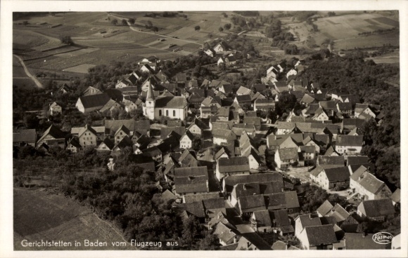 Postcard Gerichtstetten Hardheim Baden, general view, aerial photograph