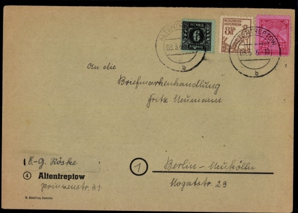 Michel No. 19y!, 8 and 15 on cover, expertized by Thom BPP