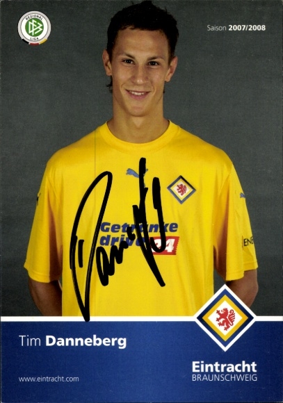 Autograph card footballer Tim Danneberg, Eintracht Braunschweig, autograph