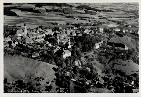 Postcard Griesbach Waidhofen Lower Austria, aerial photograph of landscape, church, buildings