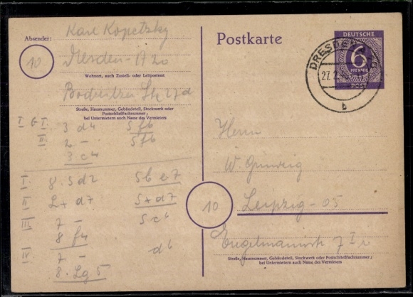 Early use P 951 Dresden 27.2.1946