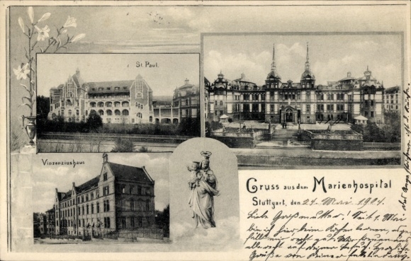 Postcard Stuttgart in Württemberg, Marienhospital, St. Paul