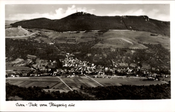 Postcard Owen unter Teck Württemberg, aerial photograph