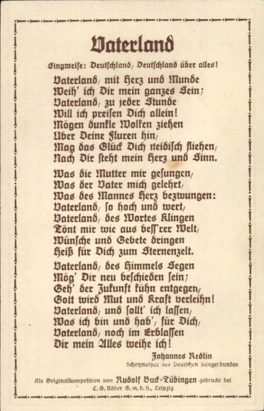 Postwaardestuk ansichtkaart gedicht Vaderland, Vaderland, met hart en mond...
