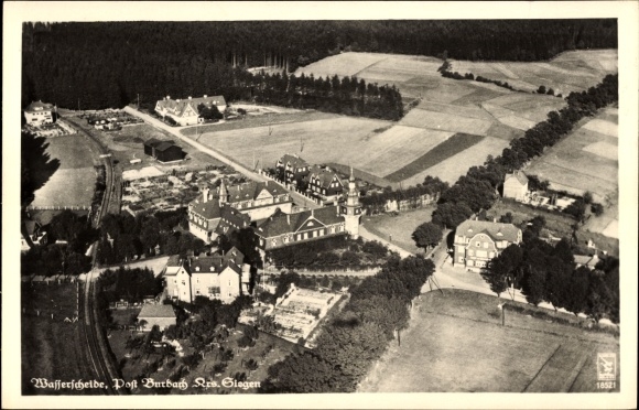 PC Burbach in Siegerland, aerial photograph, watershed