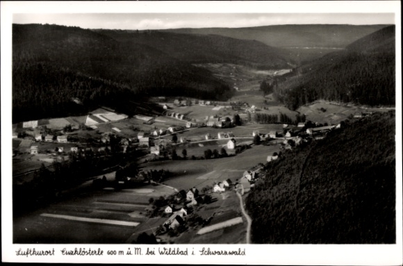 Postcard Bad Wildbad in the Black Forest, climatic health resort Ewaklösterle, 600 m above sea level, forest, villages