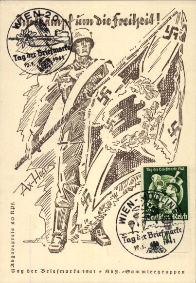 Künstler Ak Axster Heudtlaß, Im Kampf um die Freiheit, Tag der Briefmarke 1941, KdF