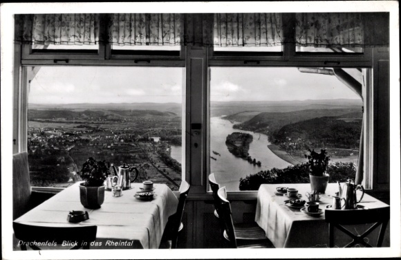 Ak Königswinter am Rhein, Drachenfels, Restaurant auf dem Drachfels, Blick auf das Rheintal